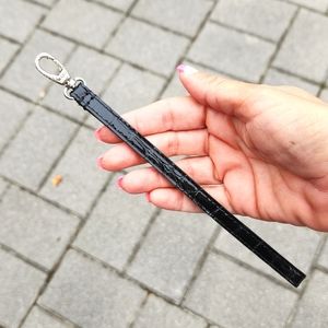 Brighton Black Patent Leather Croc Embossed Wristlet Strap